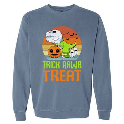 Trick Rawr Treat Funny Dinosaur TRex Halloween Costume Gift Garment-Dyed Sweatshirt