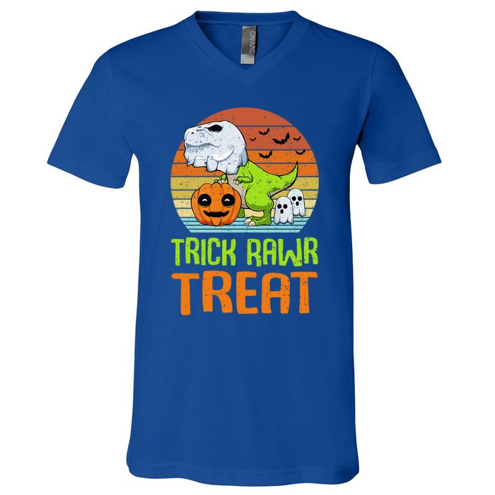 Trick Rawr Treat Funny Dinosaur TRex Halloween Costume Gift V-Neck T-Shirt