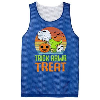 Trick Rawr Treat Funny Dinosaur TRex Halloween Costume Gift Mesh Reversible Basketball Jersey Tank