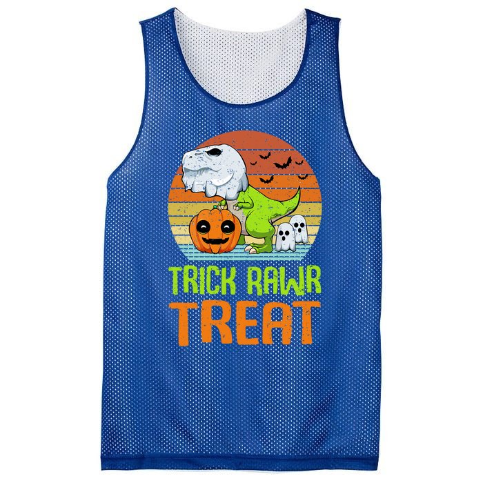 Trick Rawr Treat Funny Dinosaur TRex Halloween Costume Gift Mesh Reversible Basketball Jersey Tank