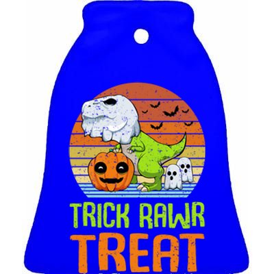 Trick Rawr Treat Funny Dinosaur TRex Halloween Costume Gift Ceramic Bell Ornament