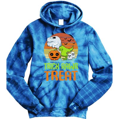 Trick Rawr Treat Funny Dinosaur TRex Halloween Costume Gift Tie Dye Hoodie