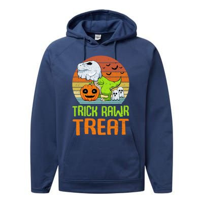 Trick Rawr Treat Funny Dinosaur TRex Halloween Costume Gift Performance Fleece Hoodie