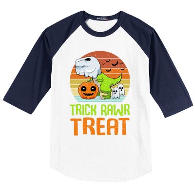 Trick Rawr Treat Funny Dinosaur TRex Halloween Costume Gift Baseball Sleeve Shirt