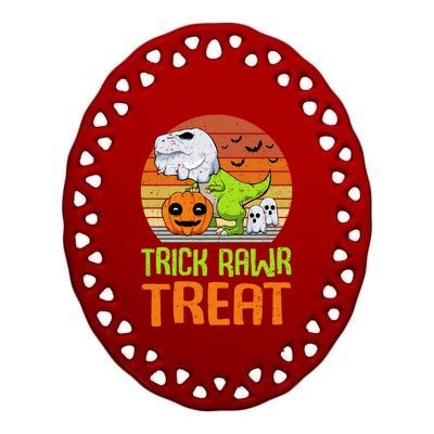 Trick Rawr Treat Funny Dinosaur TRex Halloween Costume Gift Ceramic Oval Ornament