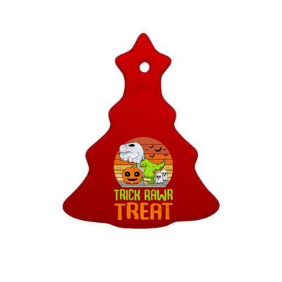 Trick Rawr Treat Funny Dinosaur TRex Halloween Costume Gift Ceramic Tree Ornament