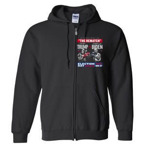 The Rematch The Don And Crooked Joe Pro Trump 2024 Funny Full Zip Hoodie