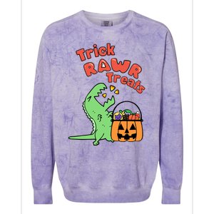 Trick Rawr Treat Dinosaur Trex Halloween Gift Colorblast Crewneck Sweatshirt