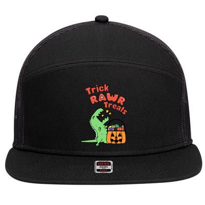 Trick Rawr Treat Dinosaur Trex Halloween Gift 7 Panel Mesh Trucker Snapback Hat