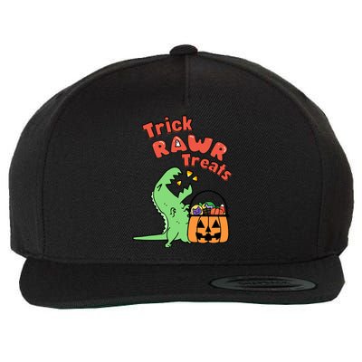 Trick Rawr Treat Dinosaur Trex Halloween Gift Wool Snapback Cap