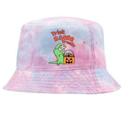 Trick Rawr Treat Dinosaur Trex Halloween Gift Tie-Dyed Bucket Hat