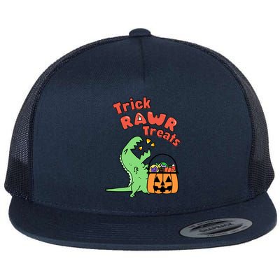 Trick Rawr Treat Dinosaur Trex Halloween Gift Flat Bill Trucker Hat