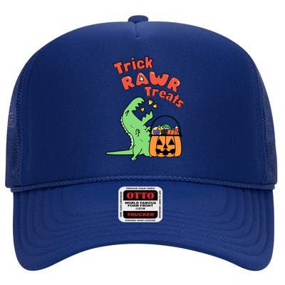 Trick Rawr Treat Dinosaur Trex Halloween Gift High Crown Mesh Back Trucker Hat