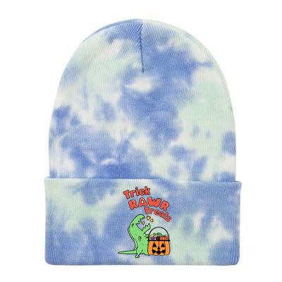 Trick Rawr Treat Dinosaur Trex Halloween Gift Tie Dye 12in Knit Beanie