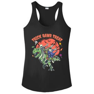 Trick Rawr Treat Halloween Dabbing Skeleton Trex Pumpkin Gift Ladies PosiCharge Competitor Racerback Tank