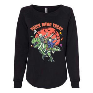 Trick Rawr Treat Halloween Dabbing Skeleton Trex Pumpkin Gift Womens California Wash Sweatshirt