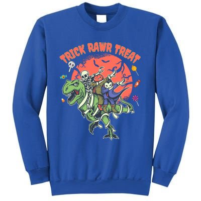 Trick Rawr Treat Halloween Dabbing Skeleton Trex Pumpkin Gift Sweatshirt