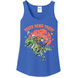 Trick Rawr Treat Halloween Dabbing Skeleton Trex Pumpkin Gift Ladies Essential Tank