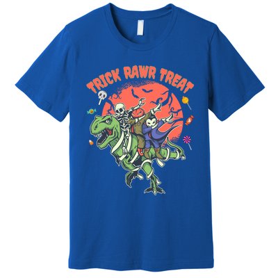 Trick Rawr Treat Halloween Dabbing Skeleton Trex Pumpkin Gift Premium T-Shirt