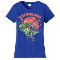 Trick Rawr Treat Halloween Dabbing Skeleton Trex Pumpkin Gift Women's T-Shirt