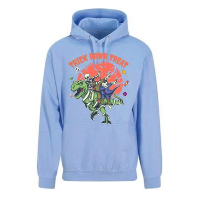 Trick Rawr Treat Halloween Dabbing Skeleton Trex Pumpkin Gift Unisex Surf Hoodie