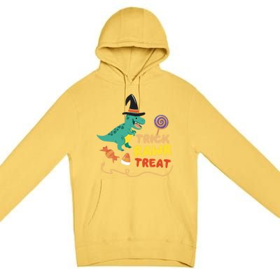 Trick Rawr Treat Halloween Dino TRex Pumpkin Horror Gift Premium Pullover Hoodie