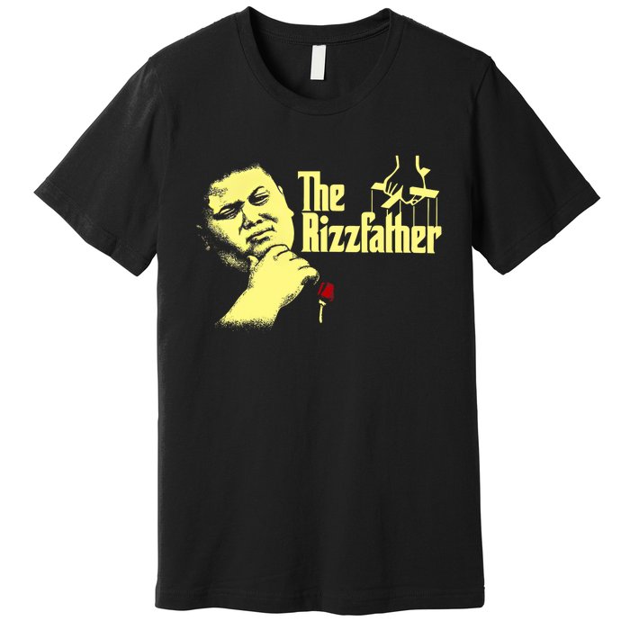 The Rizzfather The Rizzler Godfather Funny Meme Premium T-Shirt