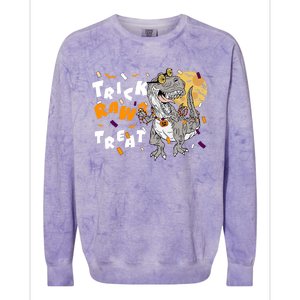 Trick Rawr Treat Halloween T Rex Dinosaur Gift Colorblast Crewneck Sweatshirt