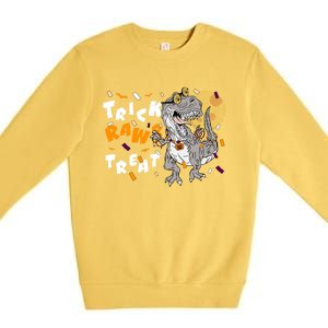 Trick Rawr Treat Halloween T Rex Dinosaur Gift Premium Crewneck Sweatshirt