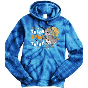 Trick Rawr Treat Halloween T Rex Dinosaur Gift Tie Dye Hoodie