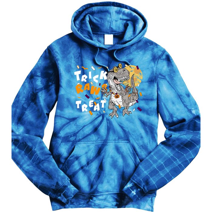 Trick Rawr Treat Halloween T Rex Dinosaur Gift Tie Dye Hoodie