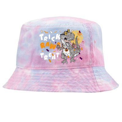 Trick Rawr Treat Halloween T Rex Dinosaur Gift Tie-Dyed Bucket Hat