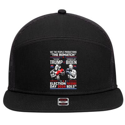 The Rematch The Don And Crooked Joe Biden Pro Trump 2024 7 Panel Mesh Trucker Snapback Hat