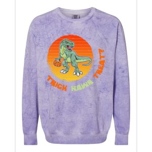 Trick Rawr Treat Halloween T Rex Pumpkin Dinosaur Funny Funny Gift Colorblast Crewneck Sweatshirt