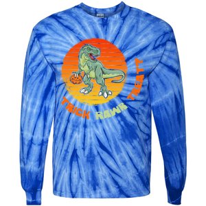 Trick Rawr Treat Halloween T Rex Pumpkin Dinosaur Funny Funny Gift Tie-Dye Long Sleeve Shirt