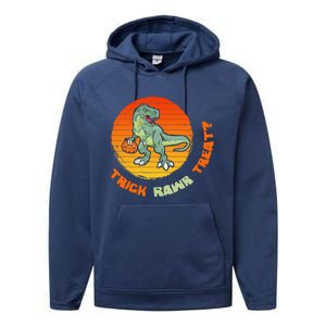 Trick Rawr Treat Halloween T Rex Pumpkin Dinosaur Funny Funny Gift Performance Fleece Hoodie