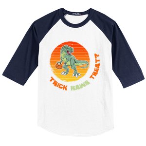 Trick Rawr Treat Halloween T Rex Pumpkin Dinosaur Funny Funny Gift Baseball Sleeve Shirt