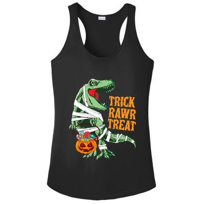 Trick Rawr Treat Halloween TRex Dinosaur Ghost Print Gift Ladies PosiCharge Competitor Racerback Tank