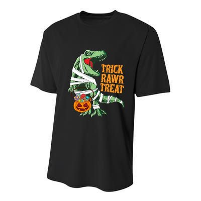 Trick Rawr Treat Halloween TRex Dinosaur Ghost Print Gift Youth Performance Sprint T-Shirt