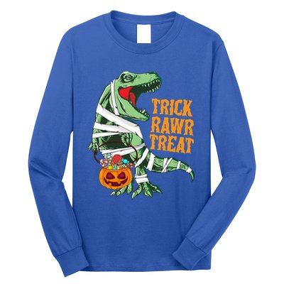 Trick Rawr Treat Halloween TRex Dinosaur Ghost Print Gift Long Sleeve Shirt
