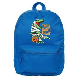 Trick Rawr Treat Halloween TRex Dinosaur Ghost Print Gift 16 in Basic Backpack