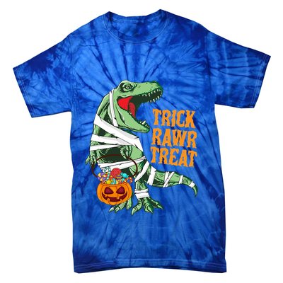 Trick Rawr Treat Halloween TRex Dinosaur Ghost Print Gift Tie-Dye T-Shirt