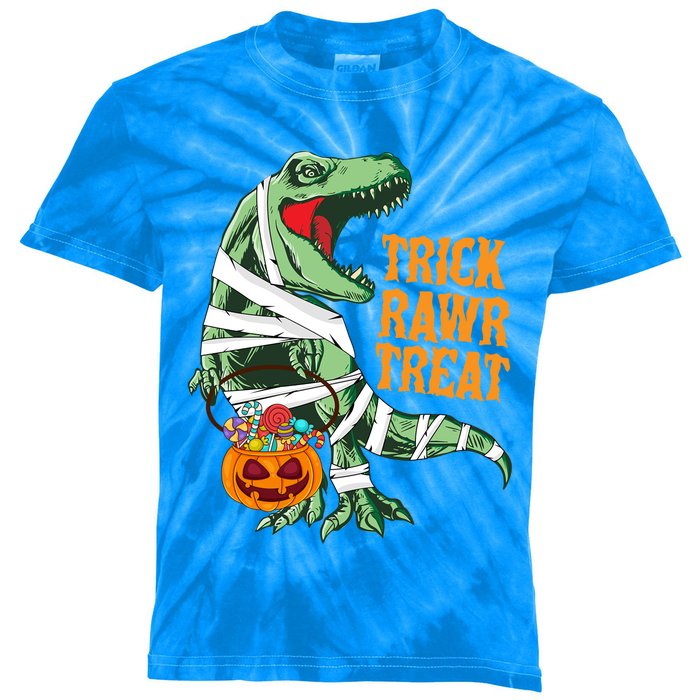 Trick Rawr Treat Halloween TRex Dinosaur Ghost Print Gift Kids Tie-Dye T-Shirt