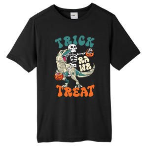 Trick Rawr Treat Skeleton Riding Mummy Dinosaur Halloween Gift Tall Fusion ChromaSoft Performance T-Shirt