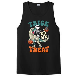 Trick Rawr Treat Skeleton Riding Mummy Dinosaur Halloween Gift PosiCharge Competitor Tank