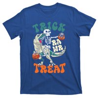 Trick Rawr Treat Skeleton Riding Mummy Dinosaur Halloween Gift T-Shirt