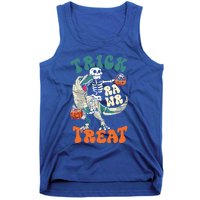 Trick Rawr Treat Skeleton Riding Mummy Dinosaur Halloween Gift Tank Top