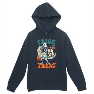 Trick Rawr Treat Skeleton Riding Mummy Dinosaur Halloween Gift Urban Pullover Hoodie