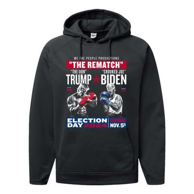 The Rematch The Don And Crooked Joe Pro Trump 2024 Performance Fleece Hoodie