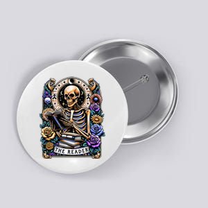 The Reader Tarot Card Halloween Reading Skeleton Button